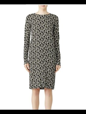 Marni Plumeria Black Long-Sleeve Floral Shift Dress
